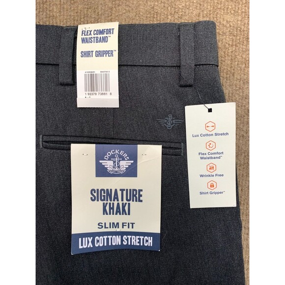 Levis Dockers Pants Mens 31x32 Flat Front Slim Fit Khaki Lux Cotton Flex Twill - Picture 7 of 10